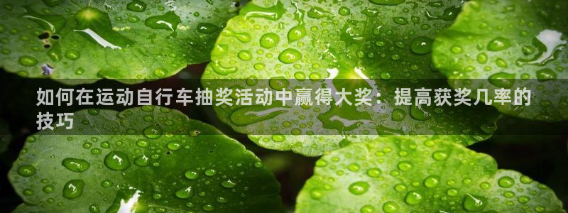 尊龙凯时官网入口|如何在运动自行车抽奖活动中赢得大奖:提高获奖几率的
技巧(图1) 尊龙凯时官网入口